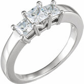 3-Stone Anniversary Ring Mounting for Princess-Cut Gemstones