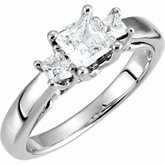 3-Stone Anniversary Ring Mounting for Princess-Cut Gemstones