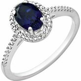 652631 / Osadený / striebro / Created White Sapphire / Vyleštený / White Sapphire And .01 Ctw Diamond Ring