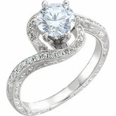 652052 / 14Kt White / Engagement Ring / 5.8 Mm / 1/5 Ctw Diamond Semi-Mount Engagement Ring