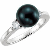 Akoya Cultured Pearl alebo Tahitian Black Pearl & Diamond Ring
