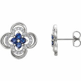Blue Sapphire & Diamond Clover Earrings alebo neosadený