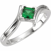 Bypass Ring for 4.0 mm Square Gemstone Solitaire