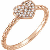 Diamond Heart Rope Ring alebo neosadený