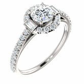 Diamond Semi-mount Halo-Style Engagement Ring, Band alebo neosadený