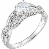 Diamond Semi-mount  Infinity-Style Engagement Ring alebo Band