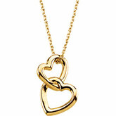 Double Heart Pendant on a45cm (18inch) Solid Rope Chain
