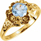 Flower Trimmed Ring Mounting for Round Gemstone Solitaire