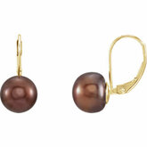 Freshwater Chocolate Pearl Lever Back Earrings