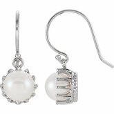 Freshwater Cultured Pearl Crown Dangle Earrings