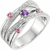Genuine Amethyst, Pink Tourmaline & Diamond Ring