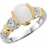 Genuine Opal, Tanzanite & Diamond Ring