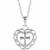 Heart with Cross Youth Necklace or Pendant