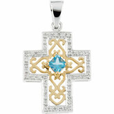 Inspirational Blessingsâ„¢ Diamond Semi-Mount Cross Pendant