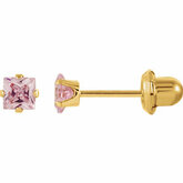 Inverness Square Pink Cubic Zirconia Piercing Earrrings