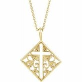Ornate Pierced Cross Necklace or Pendant