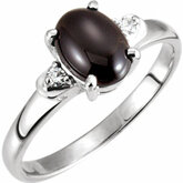 Oval Accented Cabochon alebo Faceted Ring Mounting