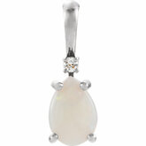 Pear 4-Prong Accented Cabochon Pendant