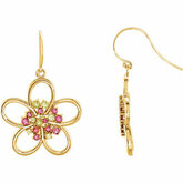 Peridot & Pink Tourmaline Flower Earrings alebo neosadený