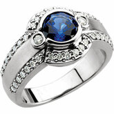 Ring Mounting for Round Gemstone and Diamond Accents