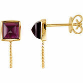 Square Rhodolite Garnet Semi-Mount Earrings for Pearl