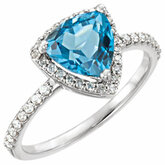 Swiss Blue Topaz & Diamond Halo-Style Ring alebo neosadený