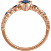 653473 / Set / 14K Yellow / Polished / Genuine Blue Sapphire Adn 1/6 Ctw Diamond Ring