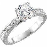 651864 / Zásnubný prsteň / Neosadený / Biele zlato 14Kt / Guľatý / 6.5 Mm / Vyleštený / Blank Engagement Ring