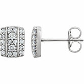 Diamond Rectangle Cluster Earrings