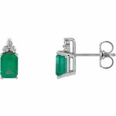 Genuine Emerald & Diamantové Náušnice