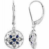 Blue Sapphire & Diamond Fashion Lever Back Earrings
