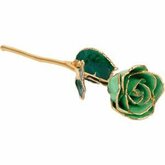 Lacquered Peridot Colored Rose with Gold Trim