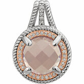 Rose Quartz & Diamond Dva odtiene Design Pendant