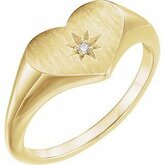 Diamond Heart Signet Ring alebo neosadený