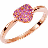 Genuine Pink Sapphire Heart Ring