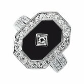 Genuine Onyx & Cubic Zirconia Ring